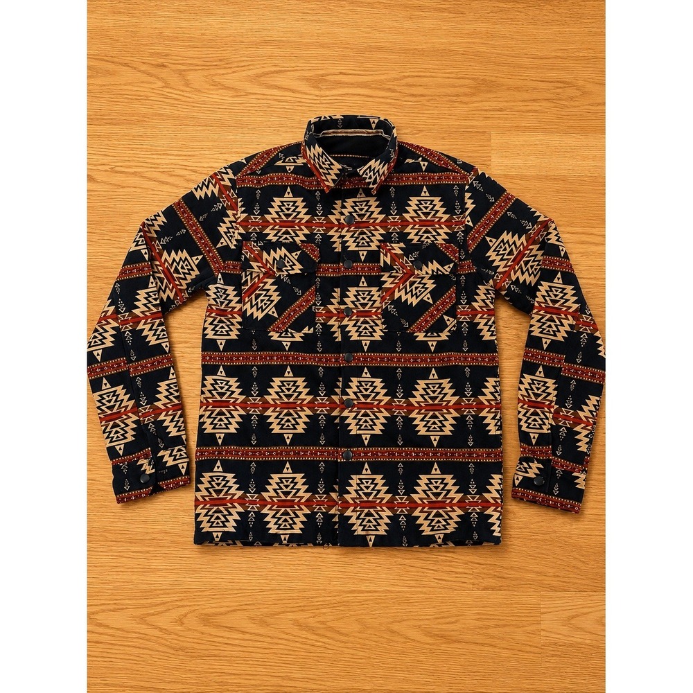 Nomad South Western Twill Shirt Jacket Black Tobacco Aztec Style Nico-MN